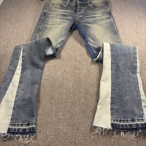 6TH NBRHD Wolf River Stacked Jeans Size 30 Distressed Patchwork Streetwear Denim